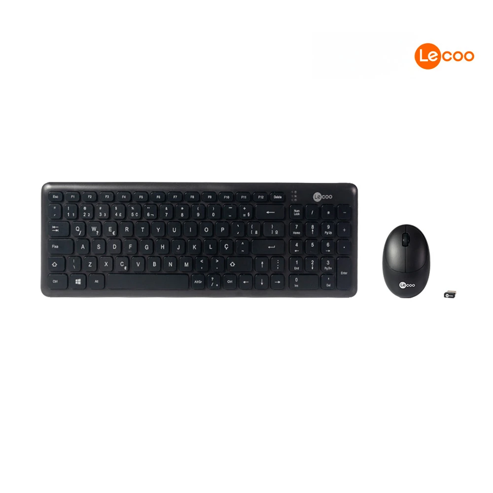 Kit Teclado e Mouse sem Fio KW204 Preto Lecoo