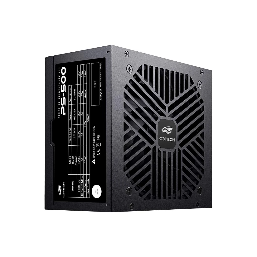 Fonte ATX 500W PS-500BK C3Tech S/cabo C3Tech