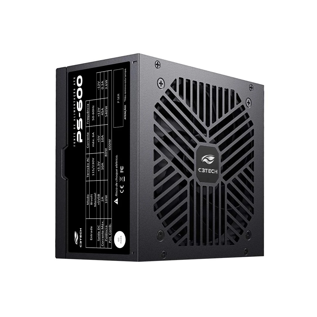Fonte ATX 600W PS-600BK C3Tech S/cabo C3Tech — opções
