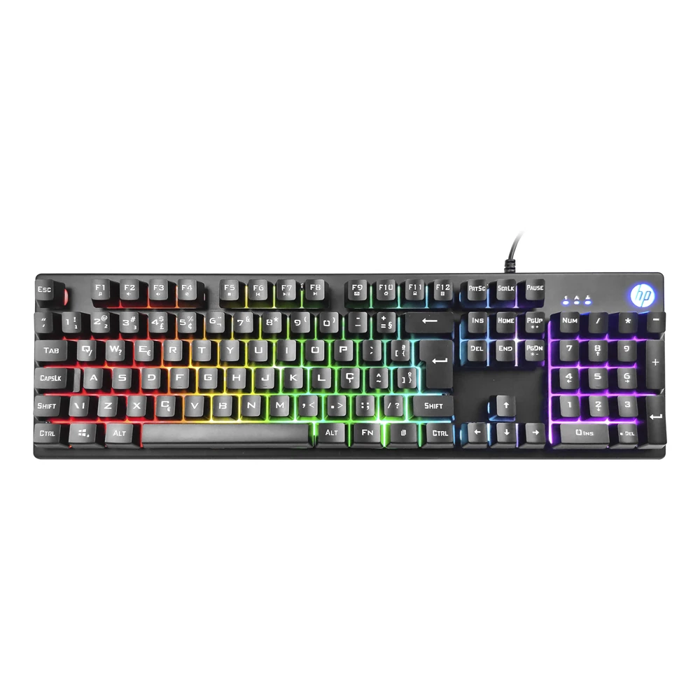 Teclado USB Gamer Membrana K500F LED Preto HP